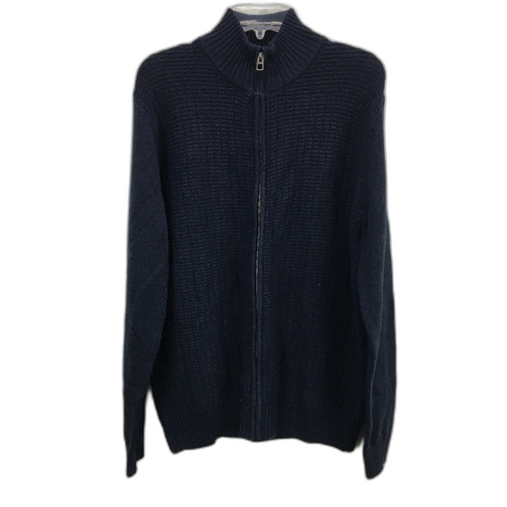 Jeanswest Ink Marle Blue Knitted Zip Up Cardigan Jumper Mens Size L NEW