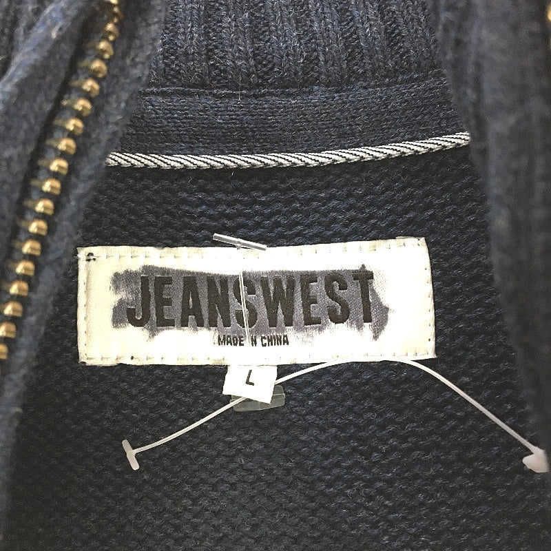 Jeanswest Ink Marle Blue Knitted Zip Up Cardigan Jumper Mens Size L NEW