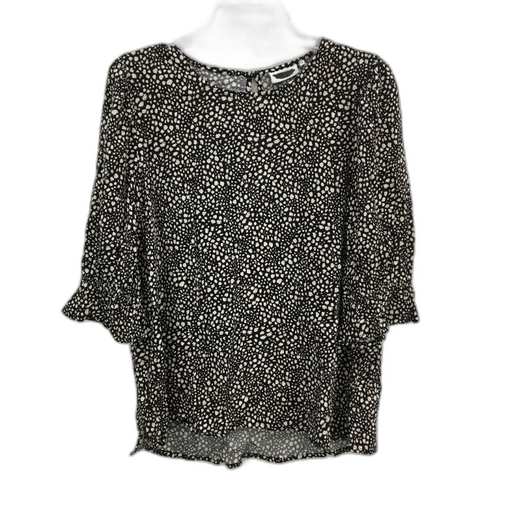 Jeanswest Black Abstract Spotted 3/4 Sleeve Blouse Top Ladies Size 10 NEW