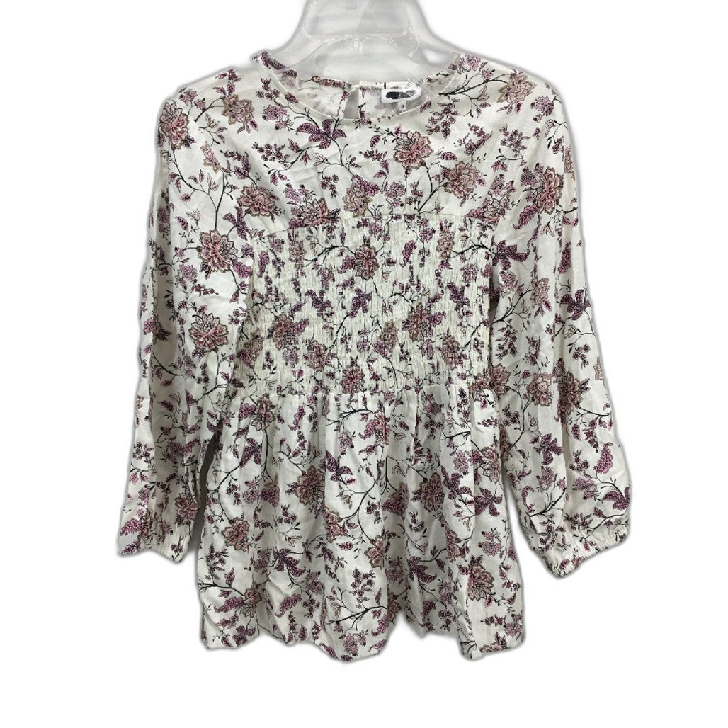 Jeanswest Cream Lavender Floral Linen Blend Blouse Top Ladies Size 10 NEW
