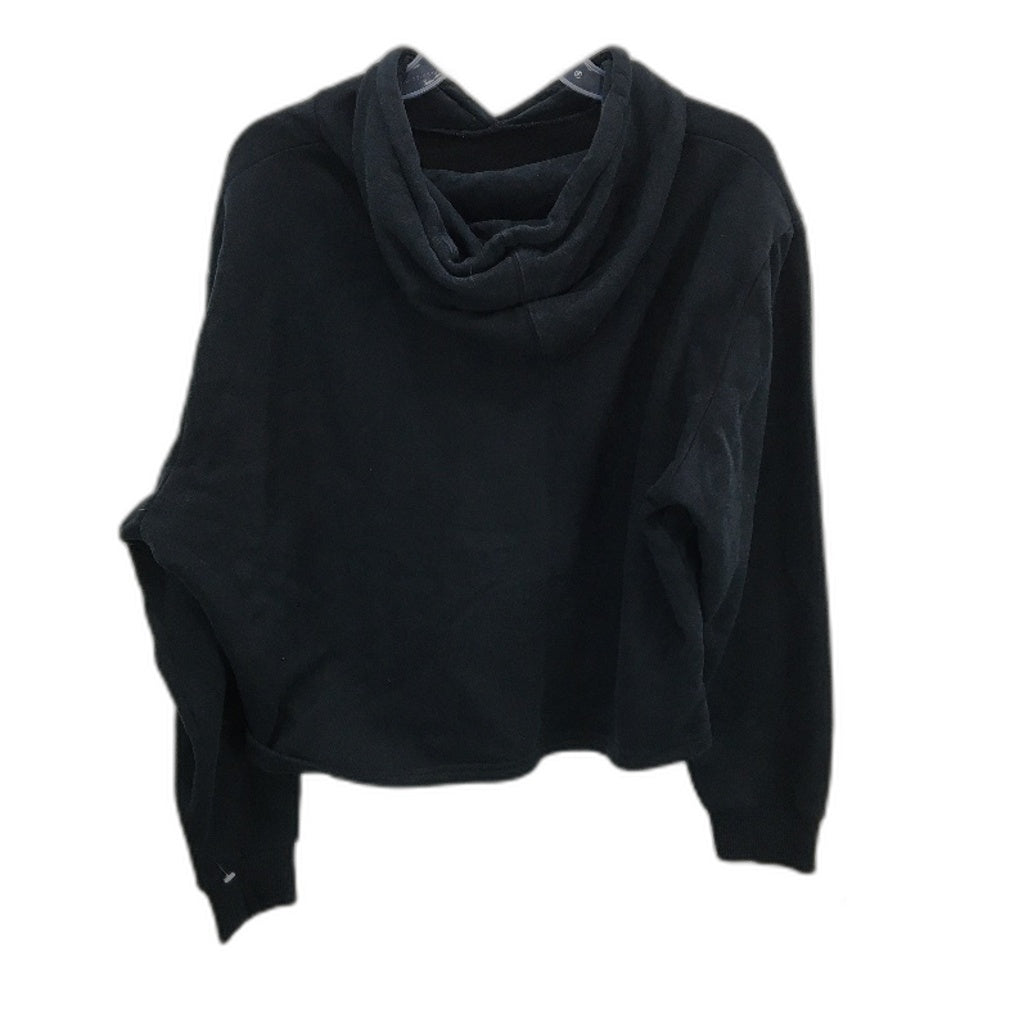 PUMA Black Gold Logo Hooded L/Sleeve Cropped Short Sports Jumper Size XL