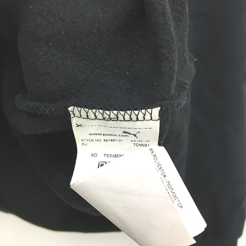 PUMA Black Gold Logo Hooded L/Sleeve Cropped Short Sports Jumper Size XL