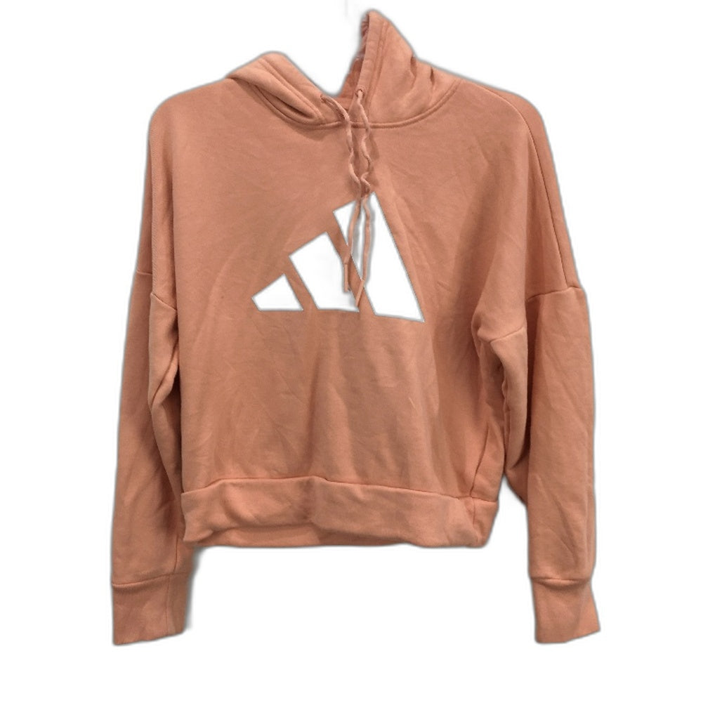 Adidas Peach Hooded Cotton Blendd Large Logo Sweat Jumper Ladies Size XS