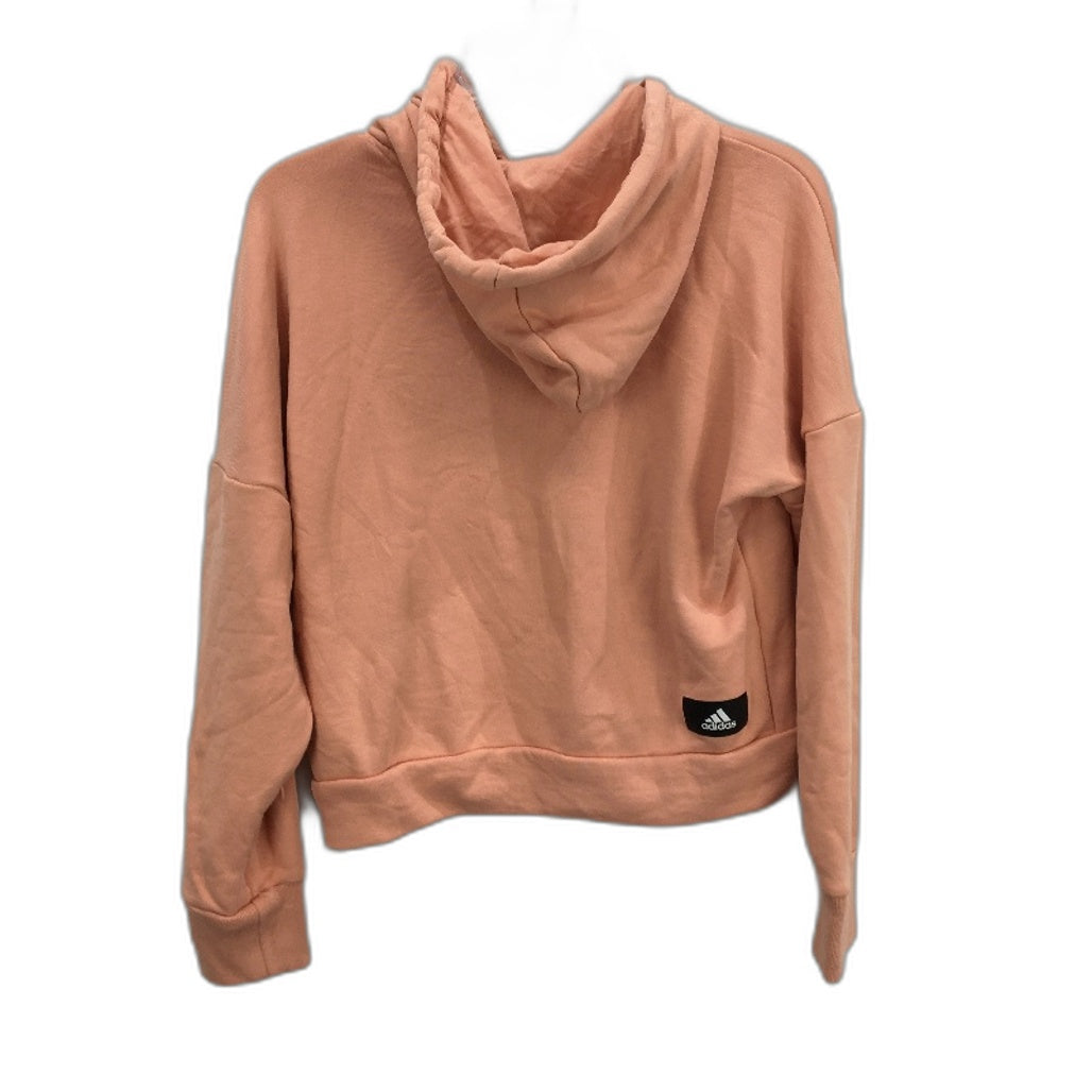 Adidas Peach Hooded Cotton Blendd Large Logo Sweat Jumper Ladies Size XS