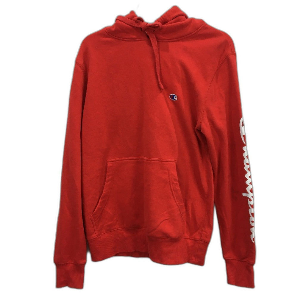 Champion Soft Red Long Sleeve Hooded Classic Style Jumper Unisex Size S