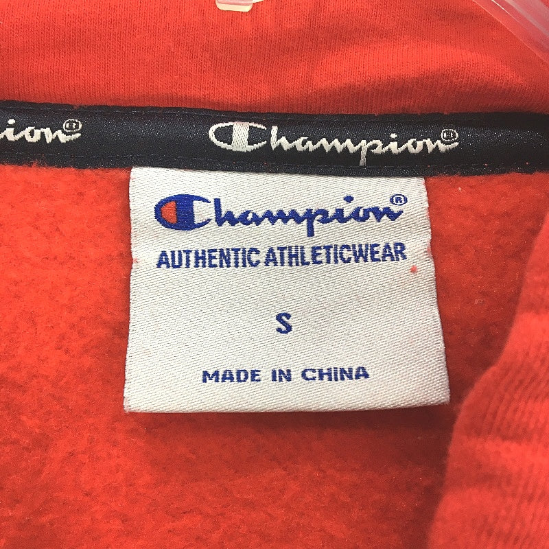 Champion Soft Red Long Sleeve Hooded Classic Style Jumper Unisex Size S