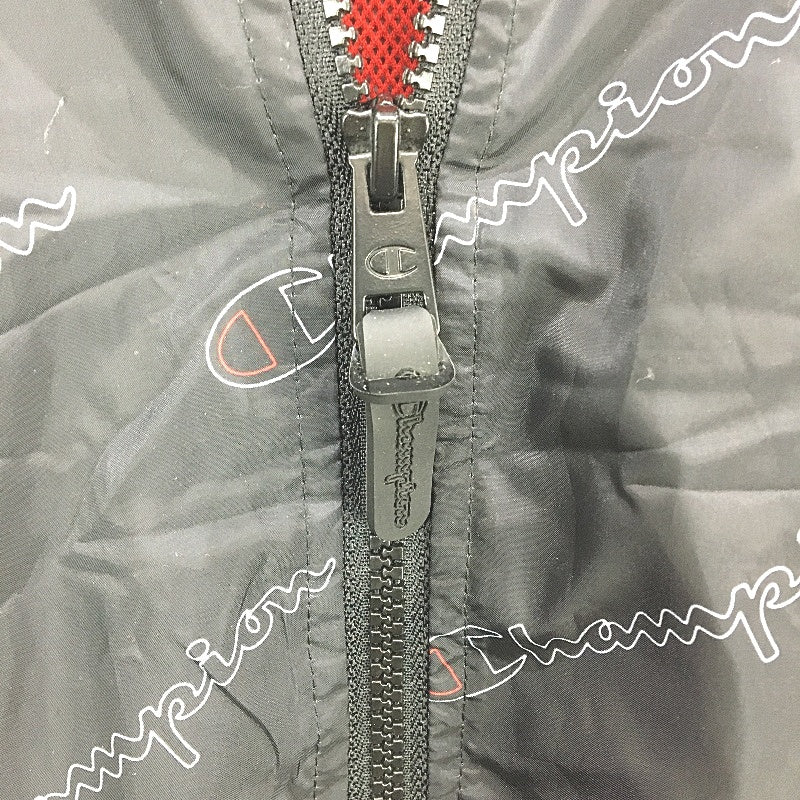 Champion Lightweight Black With Full Logo Print Zip Up Jacket Unisex Size L