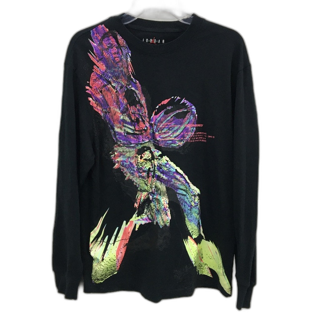 Nike NBA Air Jordan Black Bright Printed Long Sleeve T-Shirt Top Mens Size S