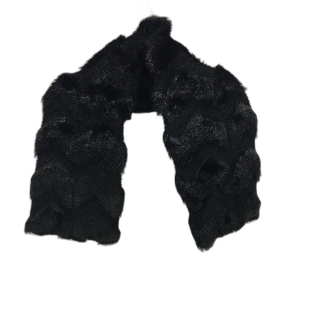 Karen Millen Black Faux Fur Neck Shawl Thick Scarf 119 x 22cm OSFM