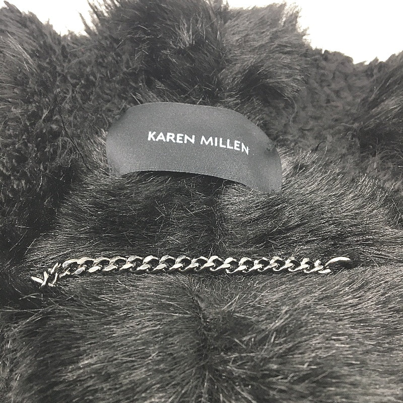 Karen Millen Black Faux Fur Neck Shawl Thick Scarf 119 x 22cm OSFM