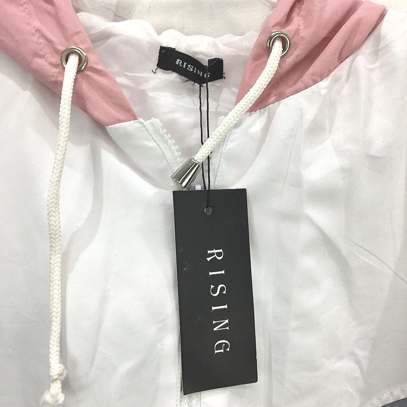 Rising Pastel Pink Grey White Hooded Lightweight Jacket Ladies Size M NEW
