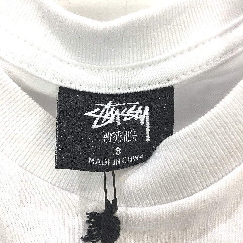 Stussy White 100% Cotton International Slim Crop Tee Ladies Size 8 NEW