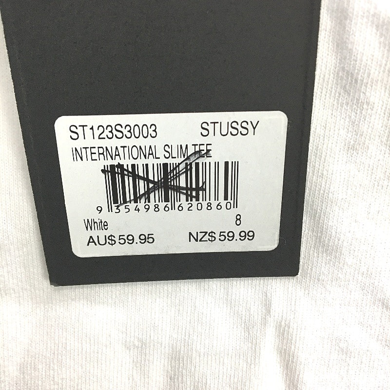 Stussy White 100% Cotton International Slim Crop Tee Ladies Size 8 NEW