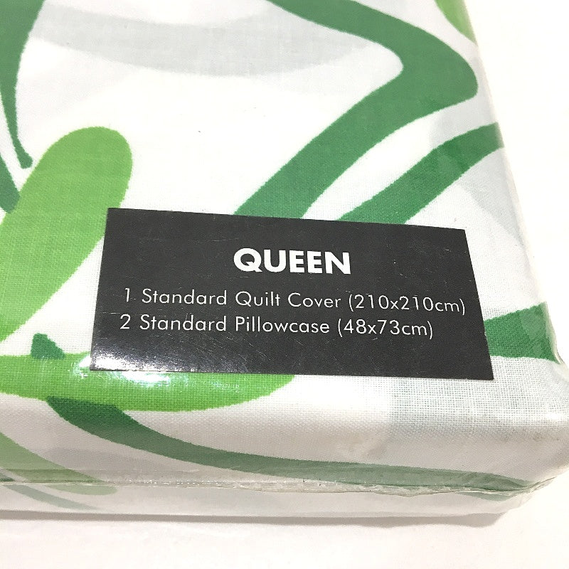 Just Home Bedlinen Jardin Green Floral Cotton Blend QUEEN Quilt Cover Set NEW