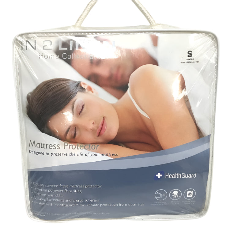 In 2 Linen Home Collection Health Guard Mattress Protector SINGLE Bed NEW