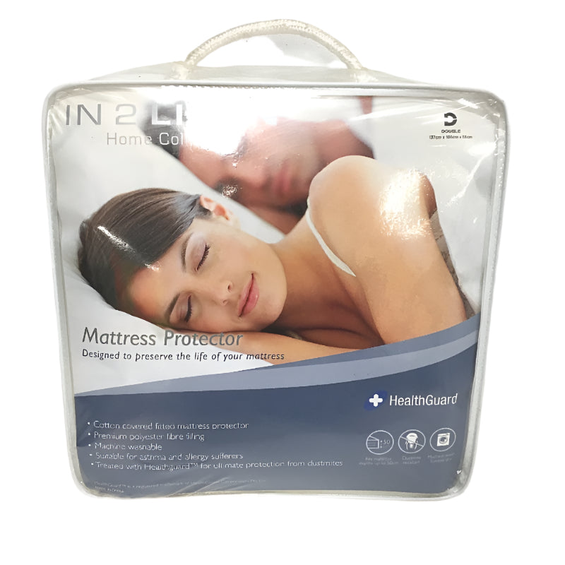 In 2 Linen Home Collection Health Guard Washable Mattress Protector DOUBLE NEW