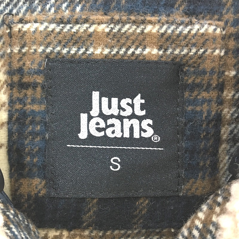 Just Jeans Brown Flannel Check Grey Removable Jersey Hood Jacket Mens Size S NEW