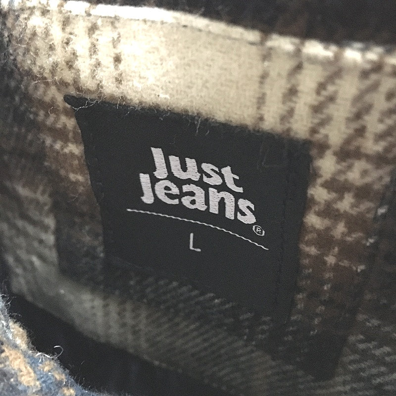 Just Jeans Brown Flannel Check Grey Removable Jersey Hood Jacket Mens Size L NEW