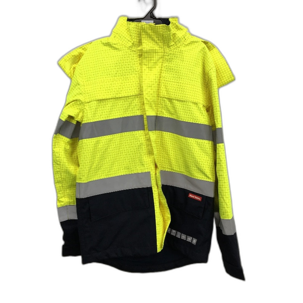 Hard Yakka HiVis Yellow Navy Reflective Workwear Hooded Jacket Mens Size XS NEW