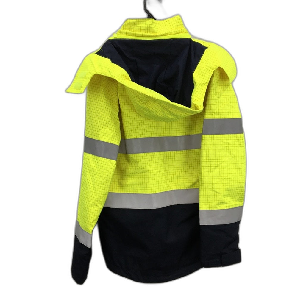 Hard Yakka HiVis Yellow Navy Reflective Workwear Hooded Jacket Mens Size XS NEW