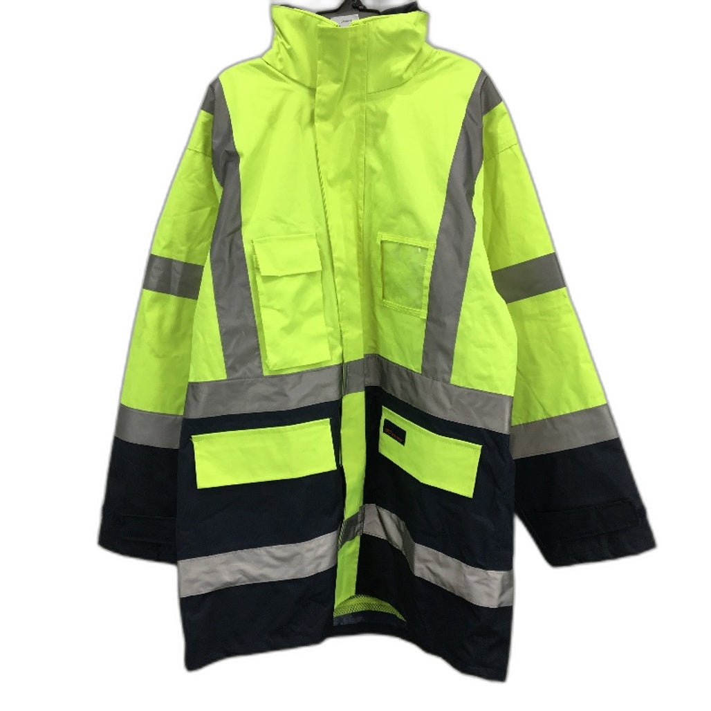 DNC Workwear HiVis Yellow Navy Reflective Waterproof Jacket Mens Size M NEW