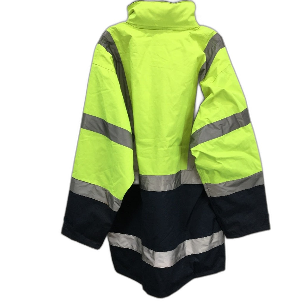 DNC Workwear HiVis Yellow Navy Reflective Waterproof Jacket Mens Size M NEW