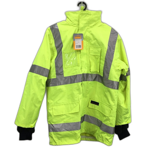 DNC Workwear HiVis Yellow 6 in 1 Reflective Waterproof Jacket Mens Size XS NEW