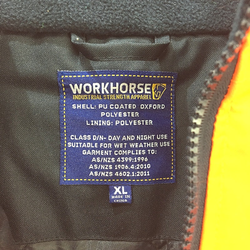 Workhorse AU Standard HiVis Orange Bomber Style Workwear Jacket Mens Size XL NEW