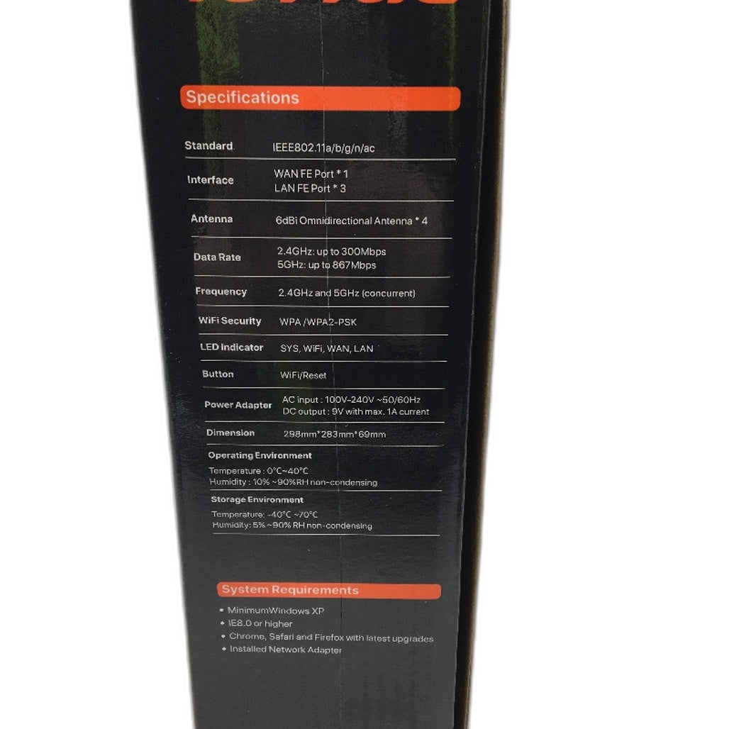 Tenda AC1200 Smart Dual Band WiFi Router AC6 Gaming UHD Super Smooth Streaming