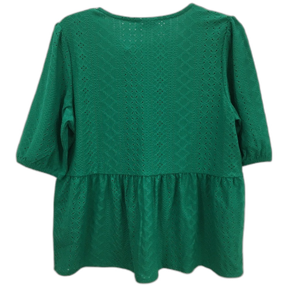 Jeanswest Vivid Green Short Sleeve Button Up Blouse Ladies Size Small NEW