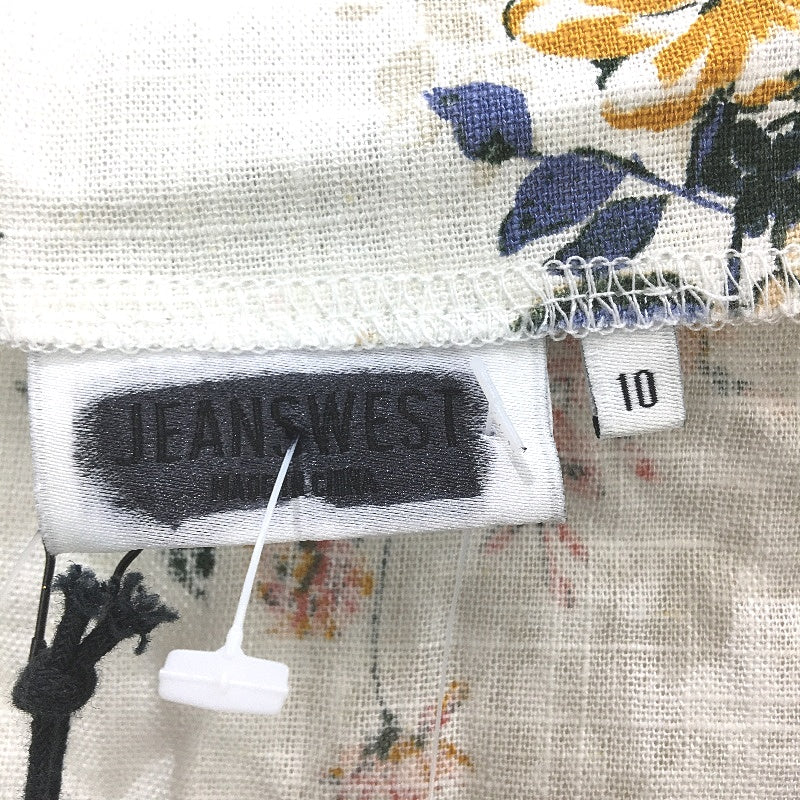 Jeanswest Penelope Linen Blend White With Floral Summer Top Ladies Size 10 NEW