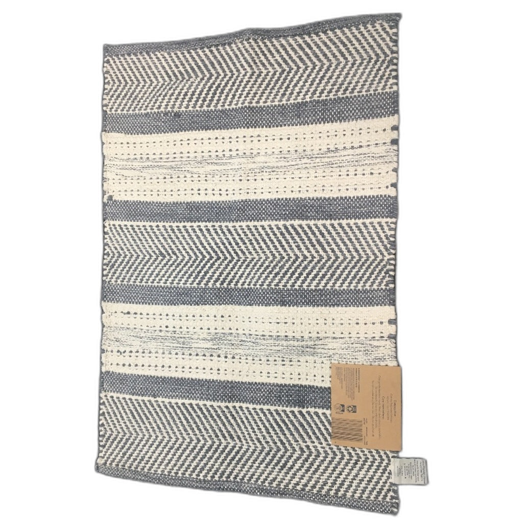 Kirkton House Grey Natural Textured Cotton Blend Laundry Mat 60 x 90cm NEW