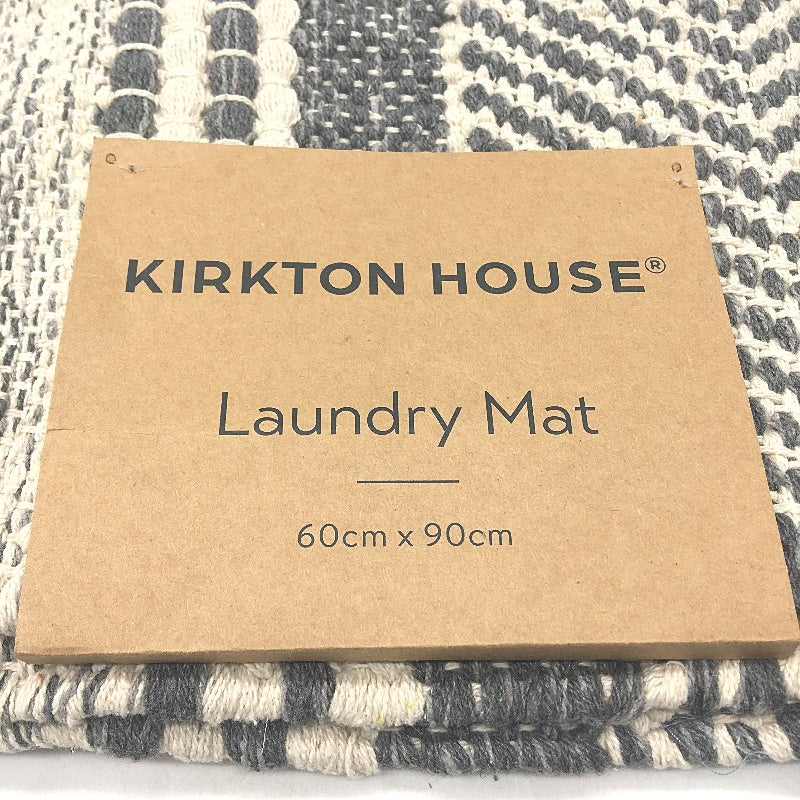 Kirkton House Grey Natural Textured Cotton Blend Laundry Mat 60 x 90cm NEW