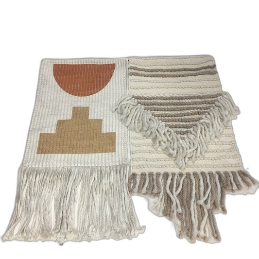 Target 2 Pack Neutral Toned Textured Fibre Wall Hangings On Metal Loops NEW