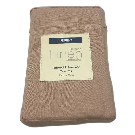 Sheridan Clay Belgian Linen Collection Tailored Pillowcase Pair 50x75cm NEW