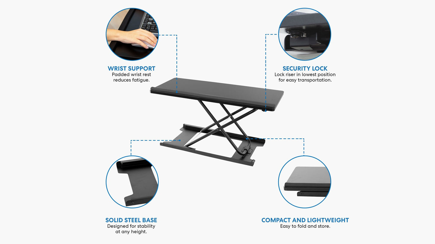 Mount It Height Adjustable Standing Keyboard Platform Black 60 x 30cm NEW