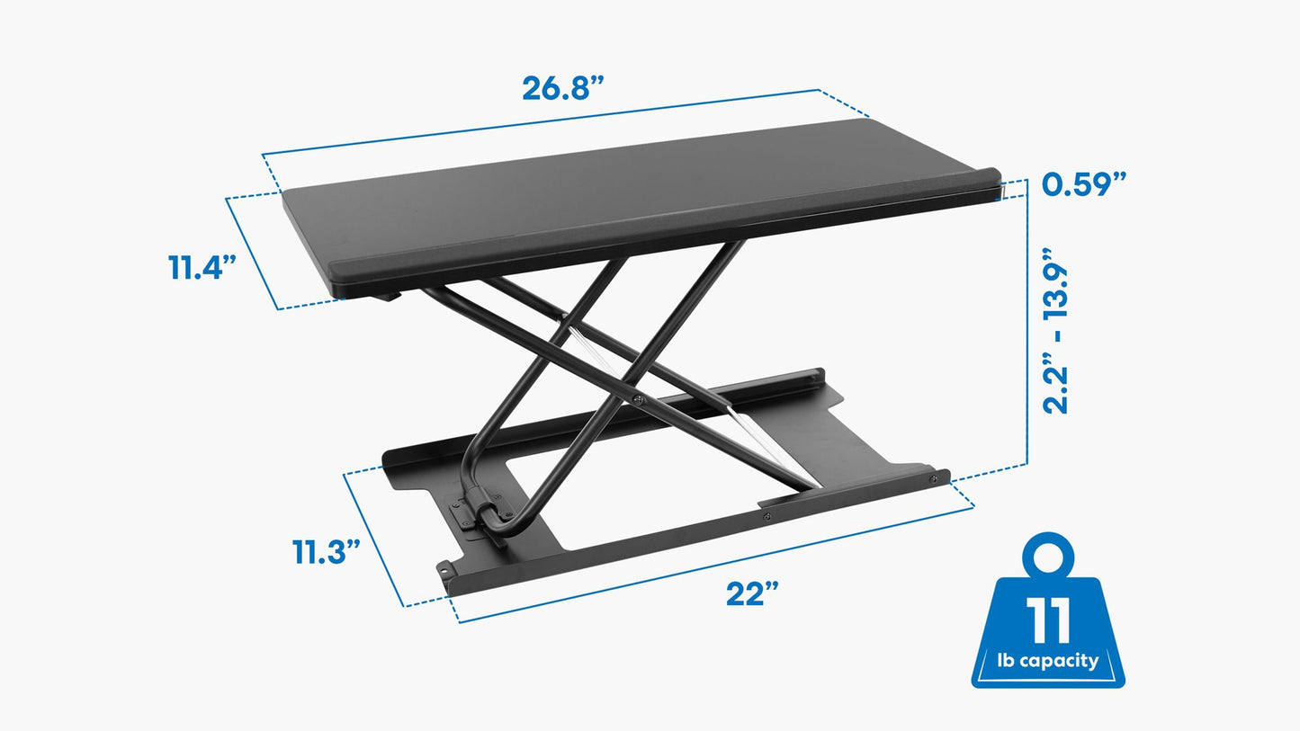 Mount It Height Adjustable Standing Keyboard Platform Black 60 x 30cm NEW