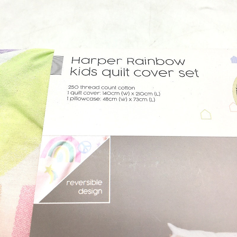 Target 250TC Cotton Harper Rainbow Kids Quilt Cover Set SINGLE Bed NEW
