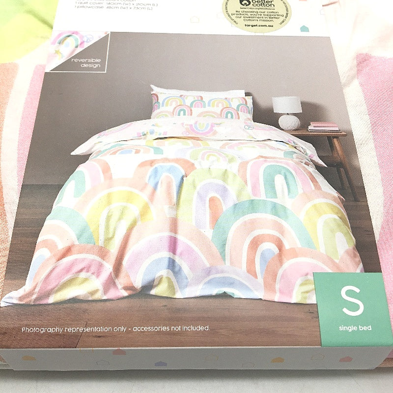 Target 250TC Cotton Harper Rainbow Kids Quilt Cover Set SINGLE Bed NEW