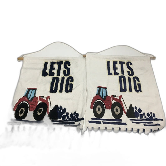 Target 2Pack 'Lets Dig' Embossed Cream Earthmoving Wall Hangings 40x60cm NEW