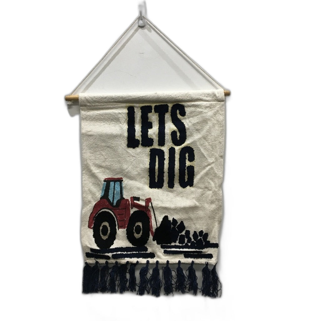 Target 2Pack 'Lets Dig' Embossed Cream Earthmoving Wall Hangings 40x60cm NEW