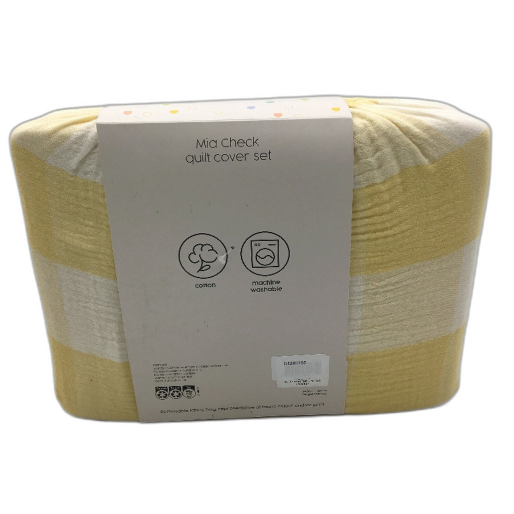Target Soft Cotton Mia Yellow Ginham Check Kids Quilt Cover Set SINGLE Bed NEW