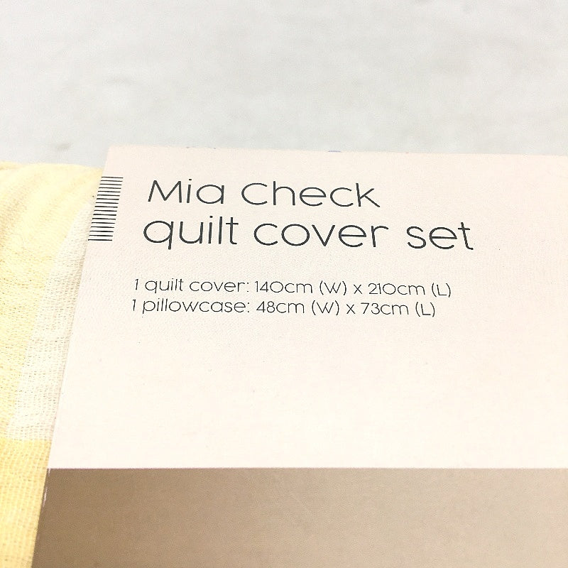 Target Soft Cotton Mia Yellow Ginham Check Kids Quilt Cover Set SINGLE Bed NEW