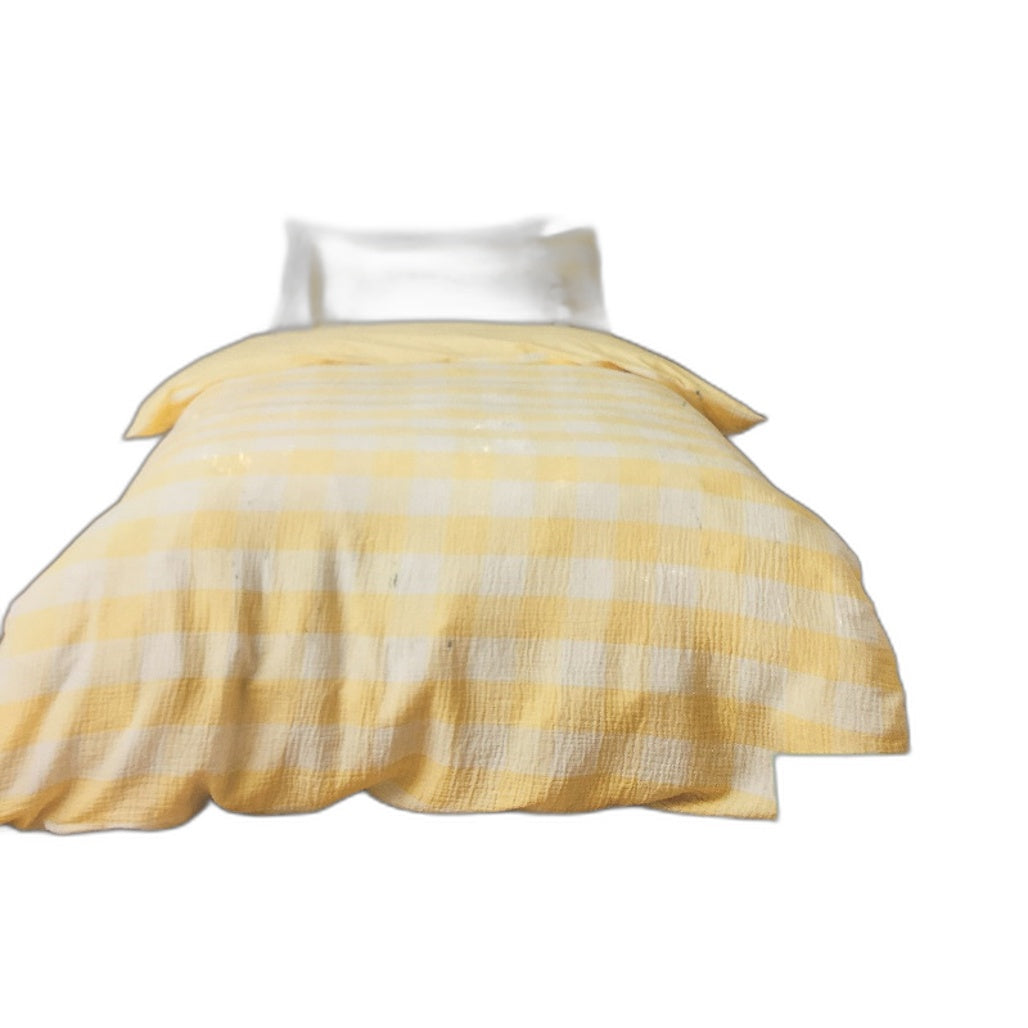 Target Soft Cotton Mia Yellow Ginham Check Kids Quilt Cover Set SINGLE Bed NEW