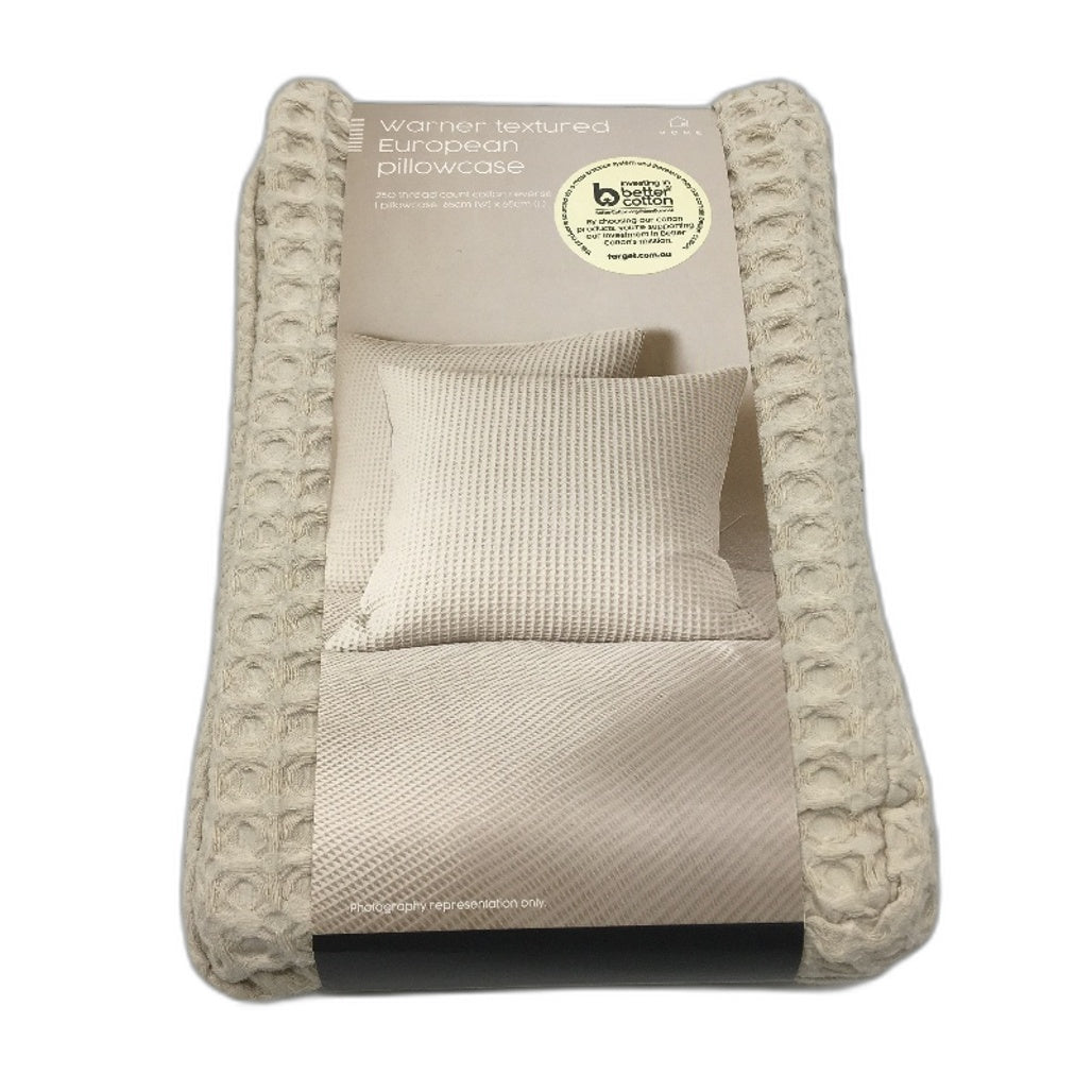 Target Stone Beige 250TC Warner Textured European Pillowcase 65cm NEW