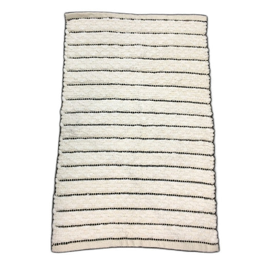 Target Textured Handmade Cotton Cream & Black Stripe Bathroom Floor Mat NEW