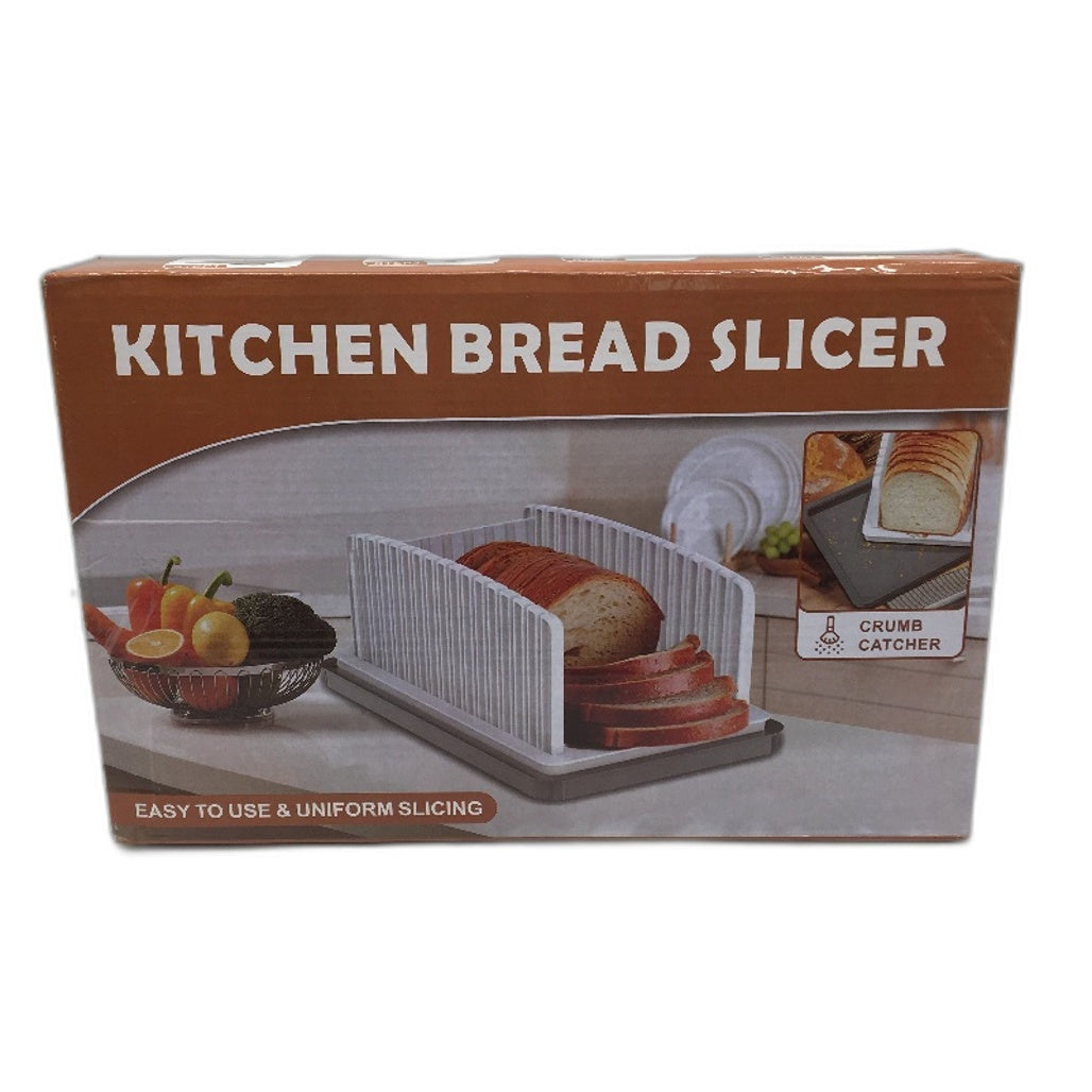 Compact Kitchen Bread Slicer With Crumb Catcher Tray Easy Uniform Slicing NEW
