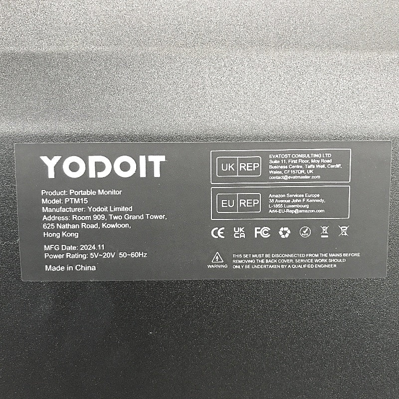 Yodoit Portable 15.6 Inch Monitor 1080P FHD Built In Speakers IPS Display NEW