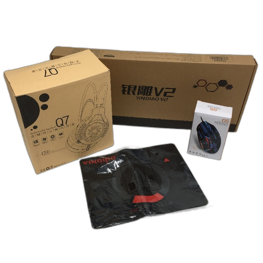 Yindiao V2 Gaming Set Keyboard Mouse Mousepad Headset Combo NEW