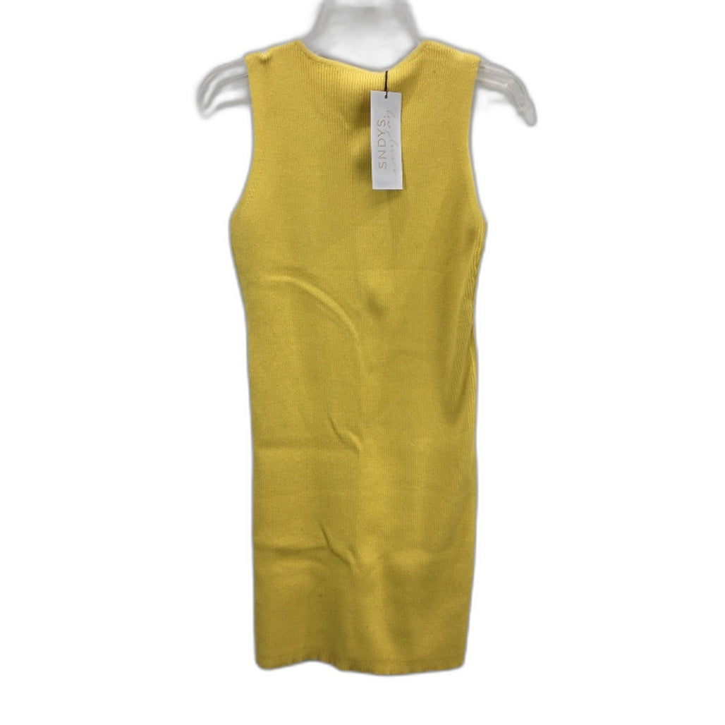 SNDYS 100% Cotton Marigold Yellow Stretch Ribbed Slim Fit Sleeveless Dress NEW